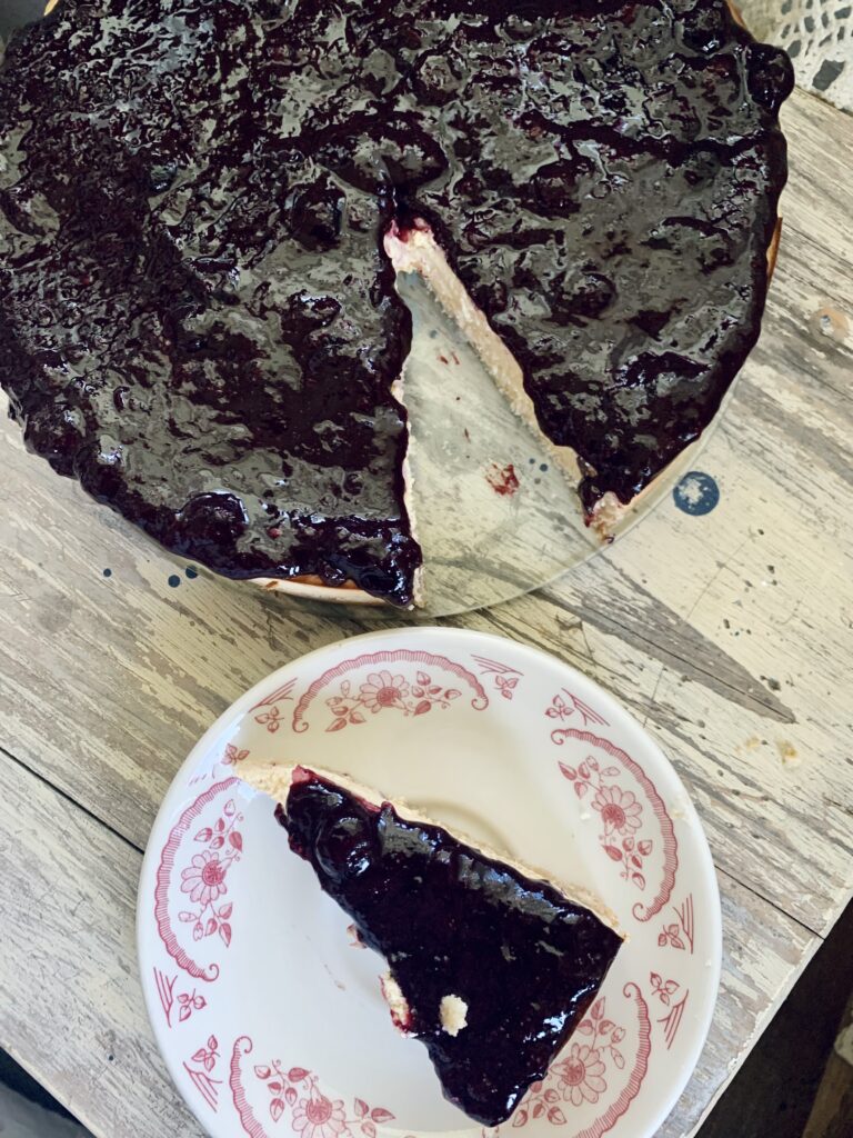 Lemon Baobab Cheesecake with Blueberry Compote- THM S