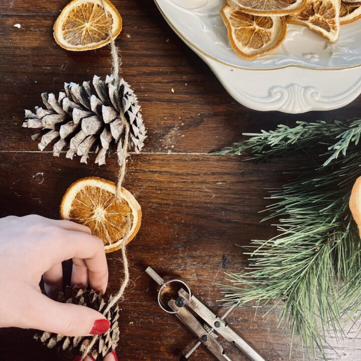 Simple Old-Fashioned Orange and Pinecone Garland